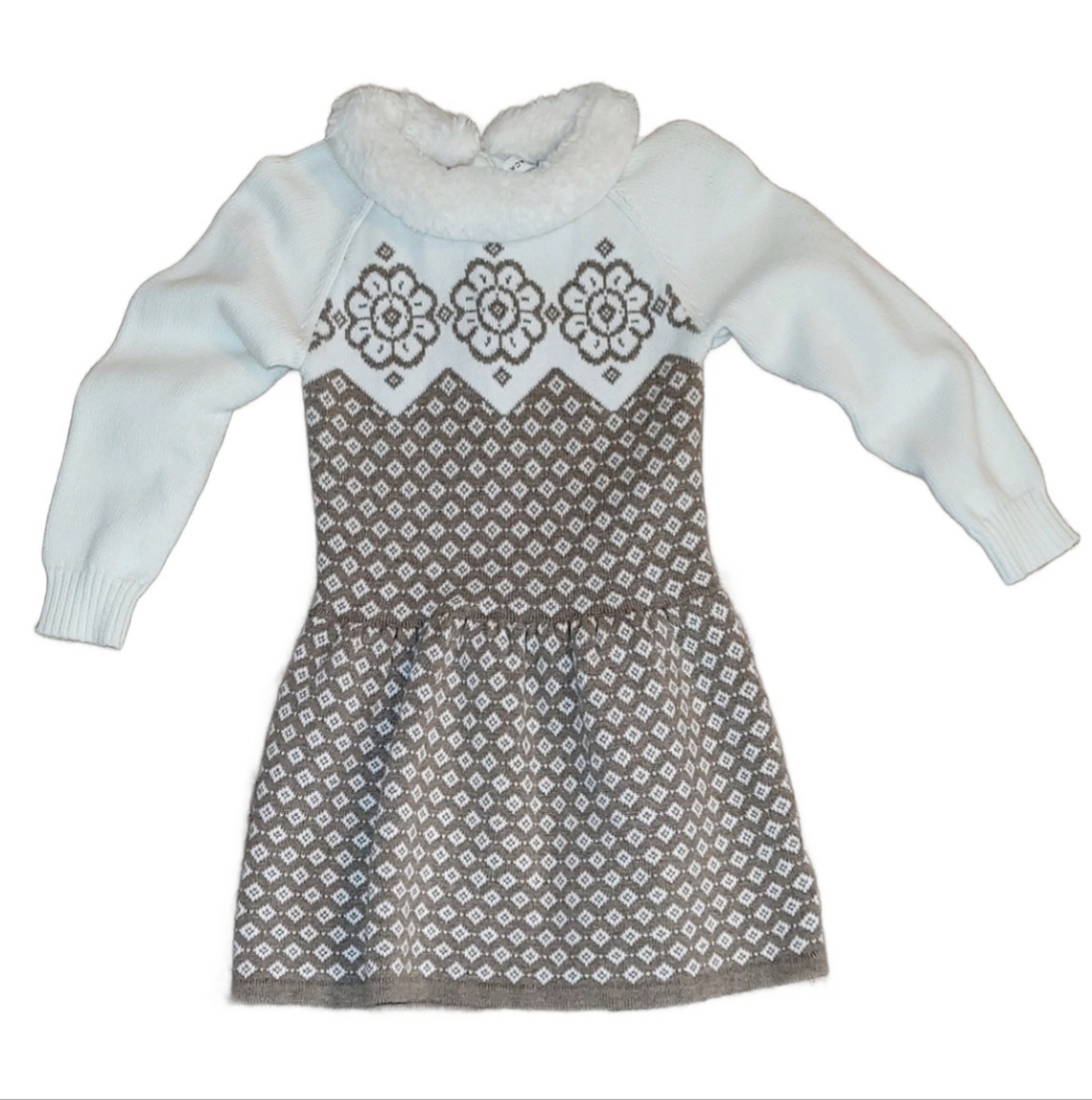Janie And Jack Cozy Knit Dress with Floral Pattern